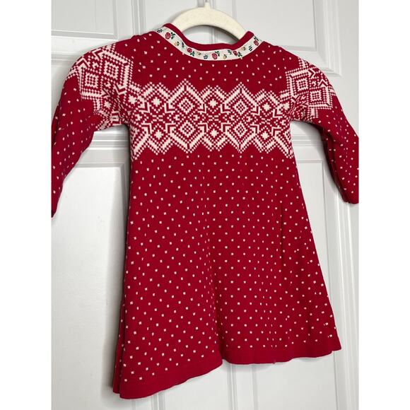 Hanna Andersson 2T Sno Happy Sweater Dress Red Nordic pattern Holiday Christmas - Picture 3 of 6